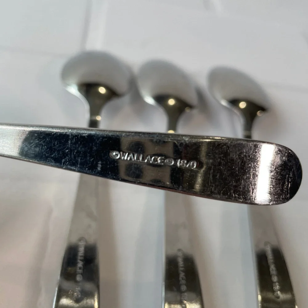 Wallace Stainless Steel Teaspoons Set of 4 Pattern WAS255 18/0 Flatware 6 inch